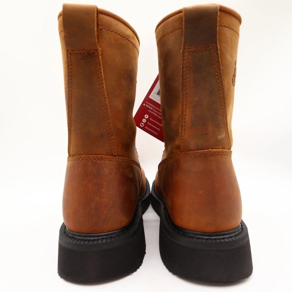 Justin Modern Work Boots Mens 9.5 D Aged Bark Brown Leather OW760 NWT Box